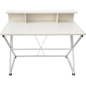 Bureau - Tafel - Wit - Hout en Metaal - 110 cm Breed