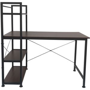 Bureau computertafel Stoer - 3 opbergplanken - industrieel vintage bruin - metaal hout
