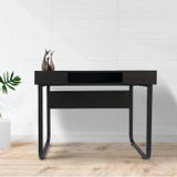 Bureau - Computer Tafel - Zwart - Metaal en Hout - 110 cm Breed