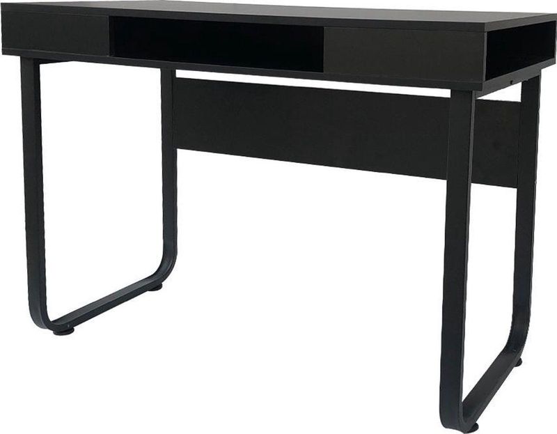 Bureau - Computer Tafel - Zwart - Metaal en Hout - 110 cm Breed