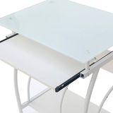 Bureau - Laptop Computertafel - Wit - Met Glazen Tafelblad