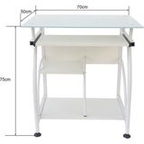 Bureau - Laptop Computertafel - Wit - Met Glazen Tafelblad
