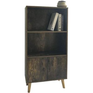 Boekenkast - Wandkast - Vintage Bruin - Industrieel Design - 120 cm Hoog