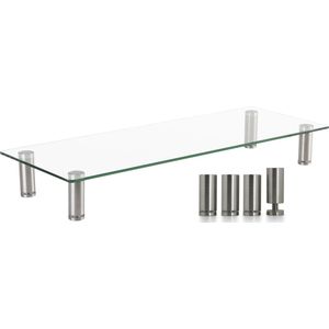 Design Monitorverhoger - Aluminium - Veiligheidsglas - Hoogte Verstelbaar