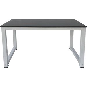 Bureau - keukentafel - 120 cm x 60 cm - wit met zwart tafelblad