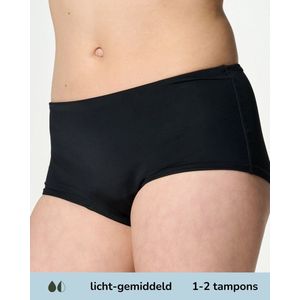 Moodies - Menstruatie Zwemkleding - Boxer Zwembroekje - Zwart - Licht / Gemiddeld Kruisje
