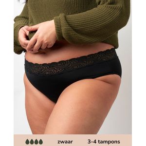 Moodies - Classic Brief Lace - Menstruatie Ondergoed - Zwart - Zwaar Kruisje
