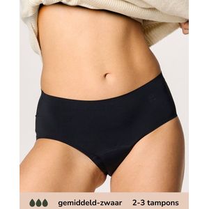 Moodies menstruatie & incontinentie ondergoed - Hiphugger - moderate/heavy kruisje - zwart - maat M - period underwear