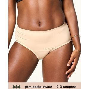 Moodies - Hiphugger - Beige - Menstruatie Ondergoed - Gemiddeld/Zwaar Kruisje