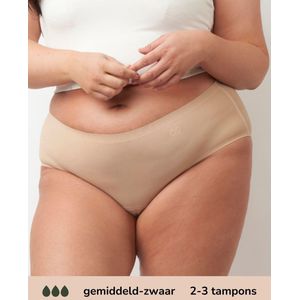 Moodies - Hiphugger - Beige - Menstruatie Ondergoed - Gemiddeld/Zwaar Kruisje
