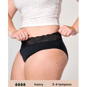 Menstruatiebroekje - Beige/Zwart - Sleek Stof - Tot 18ml Urineverlies