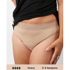 Menstruatiebroekje - Beige/Zwart - Sleek Stof - Zwaar Kruisje