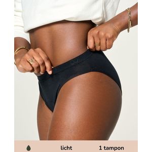 Moodies menstruatie & incontinentie ondergoed - Bamboe Bikini Onderbroek - light kruisje - zwart - maat L - period underwear
