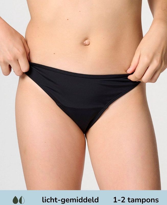 Moodies - Menstruatie Zwemkleding - Bikinibroekje - Zwart - Gemiddeld Kruisje