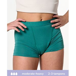 Moodies menstruatie ondergoed (meiden) - Bamboe Boyshort - moderate/heavy kruisje - groen - maat 140/146 (XXS) - period underwear