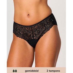 Moodies - Hipster Lace - Menstruatie Ondergoed - Zwart - Nylon/Elastaan