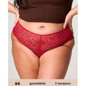 Moodies menstruatie & incontinentie ondergoed - Hipster Lace - moderate kruisje - Rood - maat S - period underwear