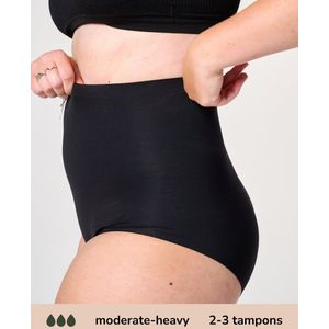 Moodies menstruatie ondergoed - Corrigerende High Waist Hiphugger - gemiddeld/zwaar kruisje - maat S - zwart