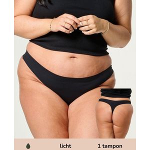 Moodies - Incontinentie Ondergoed - Zwart - String Laser-Cut - Licht Kruisje