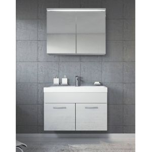 Badkamermeubelset Paso 02 80cm wastafel hoogglans wit - badkamermeubel meubel spiegelkast