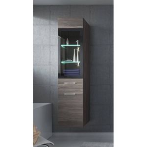 Badplaats Badkamerkast Rio 30 X 30 X 131 cm - Grijs Eiken - Hangende Kolomkast met 2 Deuren