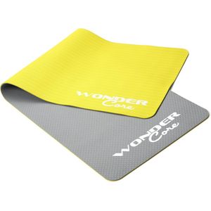 Wonder Core Yogamat Fitness Sport Gymnastiek Pilates Mat TPE milieuvriendelijk, antislip, 6 mm dik - Groen/ Grijs - 170 x 60 cm