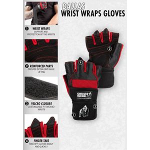 Gorilla Wear - Dallas Wrist Wraps - Sporthandschoenen Unisex - Zwart - XL