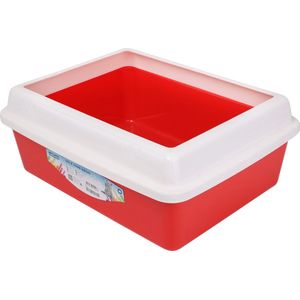 Nobleza Kattenbak - Open kattenbak - Kitten toilet - Kattentoilet - Katten toilet - Kittentoilet - Kattenbak met spatrand - Hoge kattenbak - Rood