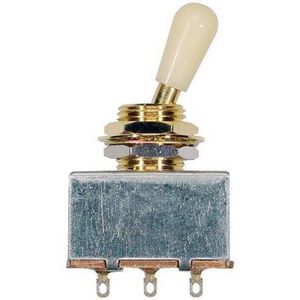Boston Toggle Switch, 3-weg schakelaar, goud, gesloten, ivoor knop