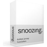 Snoozing - Dubbel Jersey - Hoeslaken - Wit - Lits-jumeaux - 180x200/220 cm