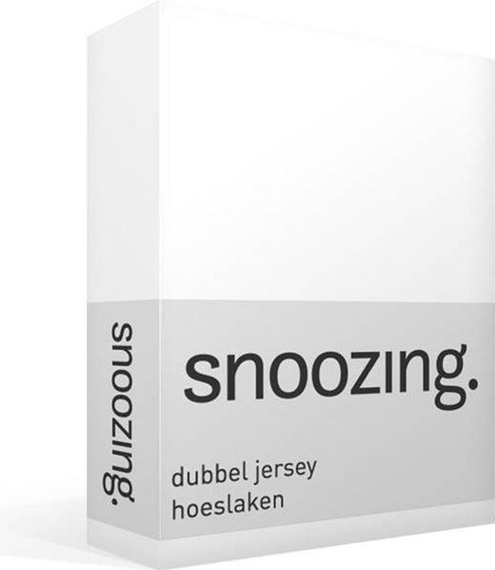 Snoozing - Dubbel Jersey - Hoeslaken - Wit - Lits-jumeaux - 180x200/220 cm