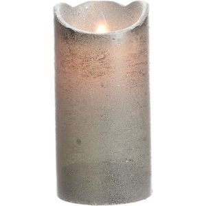 LED kaars/stompkaars zilver 15 cm flakkerend - Kerst diner tafeldecoratie - Home deco kaarsen