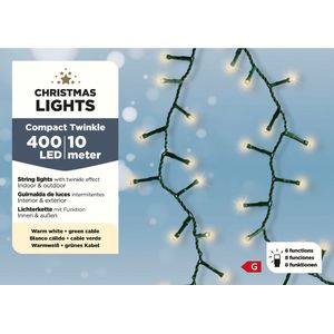 Lumineo Kerstverlichting Compact Met 400 LED Lampenn Lengte 10 Meter Cm Met Twinkle Functie zwart Lumineo Kerstboomverlichting