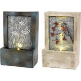 LED poly fontein met bloem 9.5x15x23cm