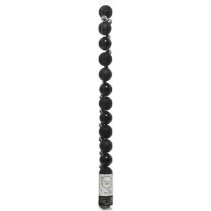 Decoris - Kerstballen - 3 cm - 14 stuks - Kunststof - Zwart - glans/mat/glitter