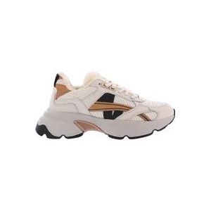 Nubikk, Schoenen, Dames, Beige, 37 EU, Leer, Zwarte Bont Lage Sneakers