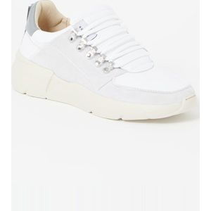 Nubikk, Schoenen, Heren, Veelkleurig, 43 EU, Leer, Roque Roman Wit Grijs Leren Sneaker