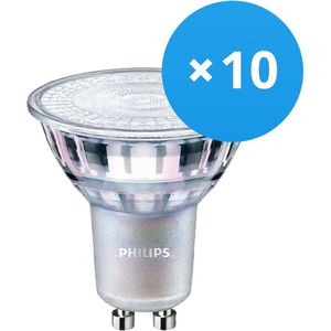 Voordeelpak 10x Philips MASTER Value LED Spot GU10 PAR16 4.9W 380lm 60D - 940 Koel Wit | Beste Kleurweergave - Dimbaar - Vervangt 50W