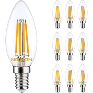 Voordeelpak 10x Noxion Lucent LED E14 Kaars Filament Helder 4.5W 470lm - 827 Zeer Warm Wit | Dimbaar - Vervangt 40W.
