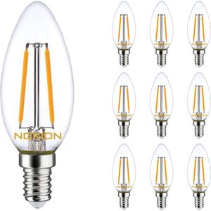 Voordeelpak 10x Noxion Lucent LED E14 Kaars Filament Helder 2.5W 250lm - 827 Zeer Warm Wit | Dimbaar - Vervangt 25W