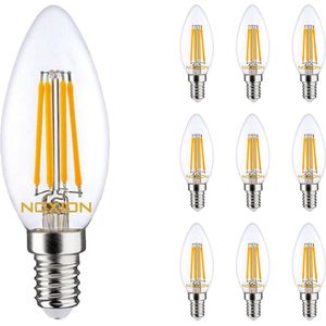 Voordeelpak 10x Noxion Lucent LED E14 Kaars Filament Helder 4.5W 470lm - 827 Zeer Warm Wit | Vervangt 40W.