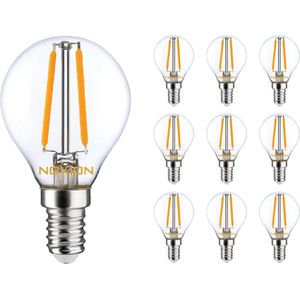Voordeelpak 10x Noxion Lucent Lustre LED E14 Kogel Filament Helder 2.5W 250lm - 822-827 Dim To Warm | Dimbaar - Vervangt 25W.