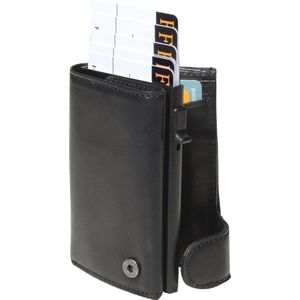 Tony Perotti Aluminium creditcardhouder met papier- en kleingeldvak - Zwart