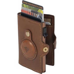 Tony Perotti Kreditkartenetui Furbo Vegetale Air Tag dark brown