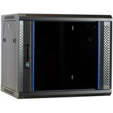 DSIT 9U wandkast met glazen deur 600x450x500mm (BxDxH) - serverbehuizing - serverrack - serverkast - 19 inch