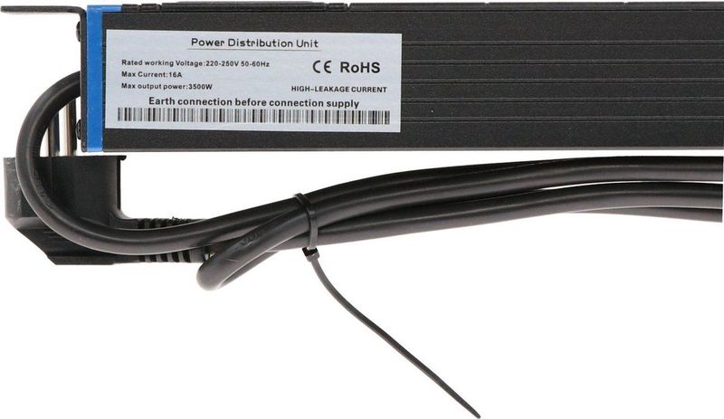 19 inch - DS-8PDU-PE - Stekkerdoos - Zwart - 8-voudig met Schakelaar