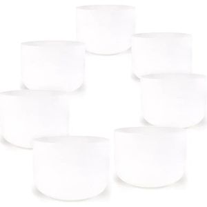 Kristallen Klankschalen Set - Wit - 7 Chakras + tassen
