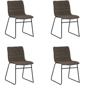 Set van 4 eetkamerstoelen Ripple chenille | Polewolf