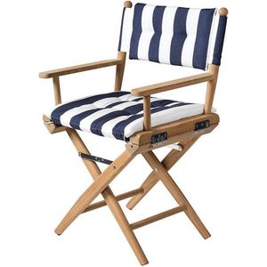 Regisseursstoel Teak DeLuxe met Navy Wit kussenset