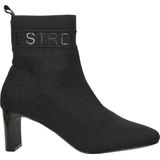 La Strada - Enkellaarsjes - Zwart - Gebreid Textiel - Imitatieleer Binnenzool